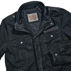 Levi's Field Jacket Mens Small Black Cotton Canvas Quilted Utility Tactical